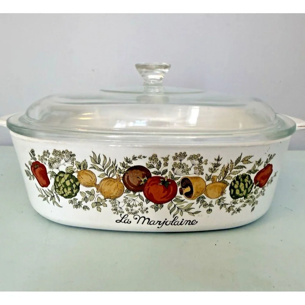 Vtg Corning Ware Spice of Life A-2-B 2 Qt Casserole La Marjolaine with Pyrex Lid